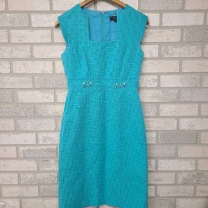 Tahari Aqua Teal Sleeveless Dress Size 2